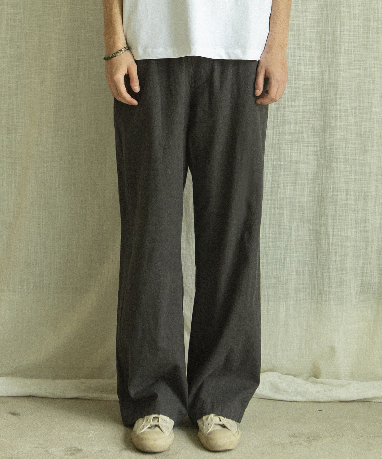 CP-801 Linen long wide pants_Charcoal