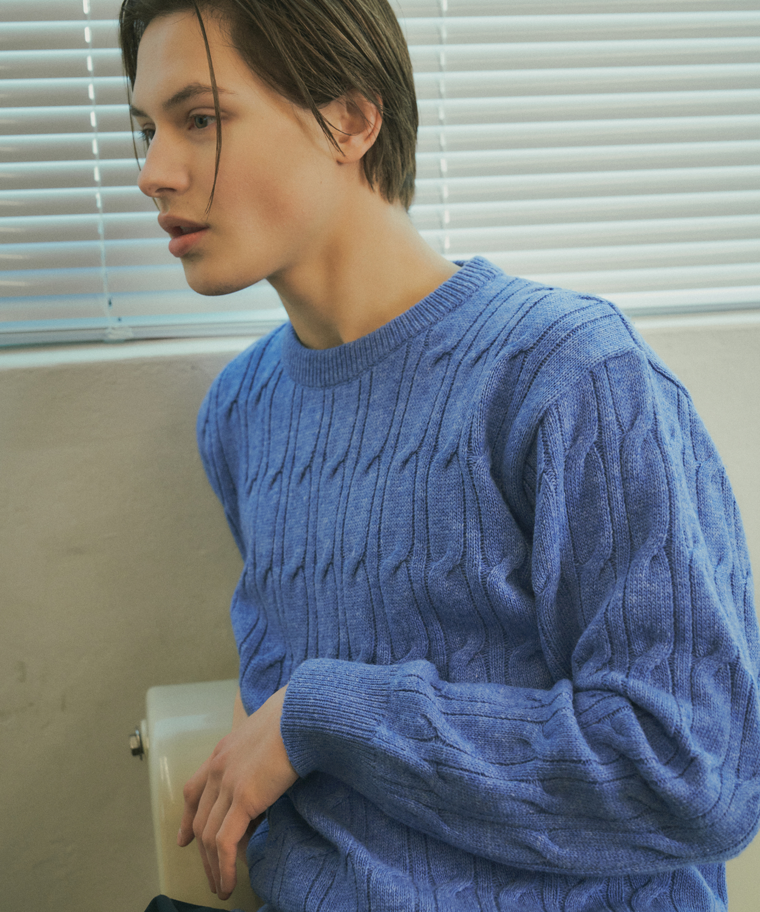 T20008 Loose cable knit_Blue